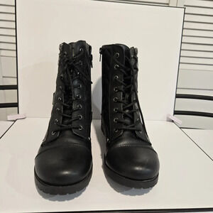 G by Guess Quilted Black Combat Boots – Bold and Functional